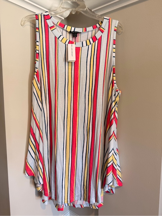 Lane Bryant Tops - NWT Lane Bryant White Multicolor Vertical Stripe Swing Tank Size 18/20